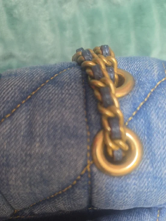 Coach Quilted Tabby 20 Denim Shoulder Bag with Brass 'C' - Blue Denim - Picture 10 of 16